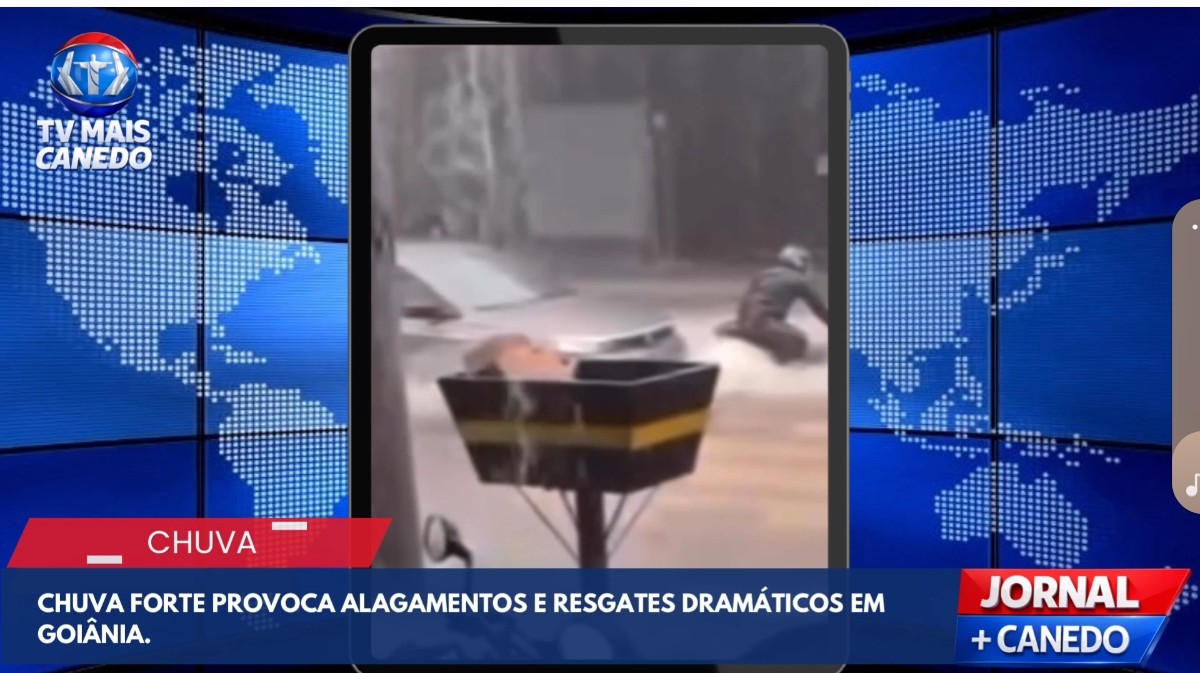 Chuva forte provoca alagamentos e resgates dramáticos em Goiânia