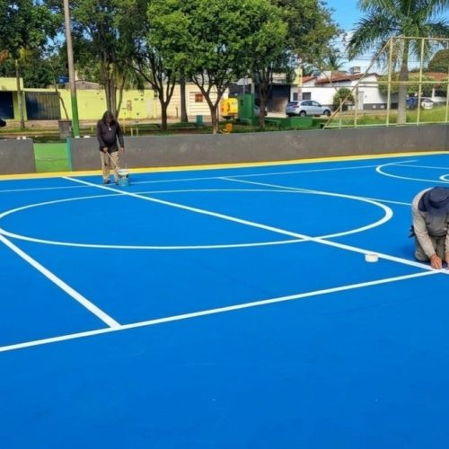 Quadra do Residencial Dona Lindu passa por revitalização e recebe nova pintura em Senador Canedo