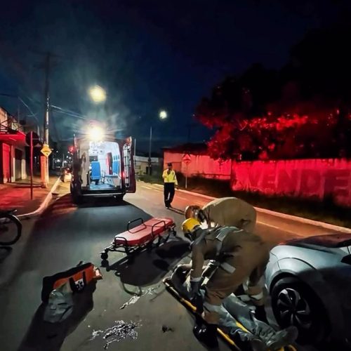 Acidente entre bicicleta e carro mobiliza Corpo de Bombeiros em Senador Canedo