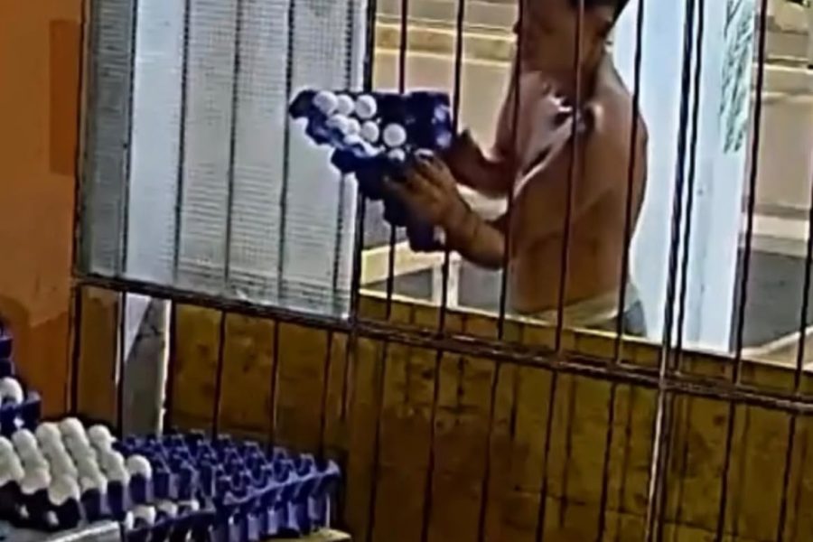 Missão quase impossível:Homem furta ovos com cabos de vasoura e viraliza