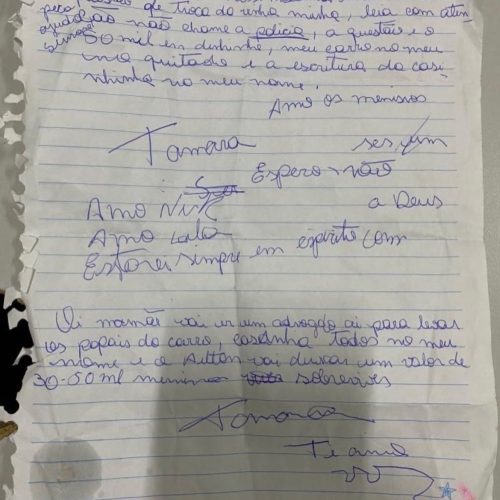 Mulher resgatada de cativeiro em Águas Lindas de Goiás escreveu carta de despedida para a família