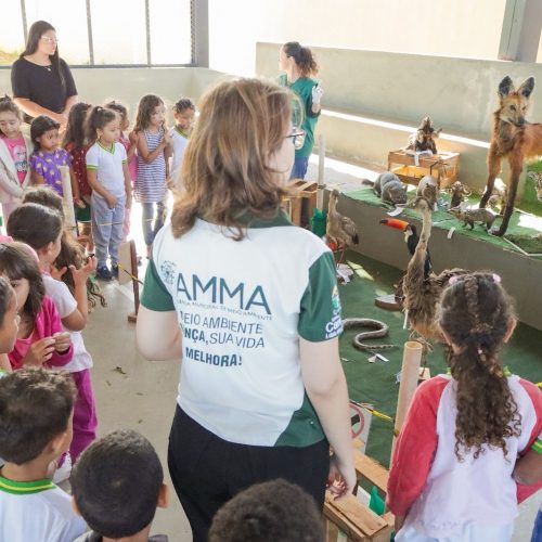 Educação ambiental com animais taxidermizados encanta alunos em Senador Canedo