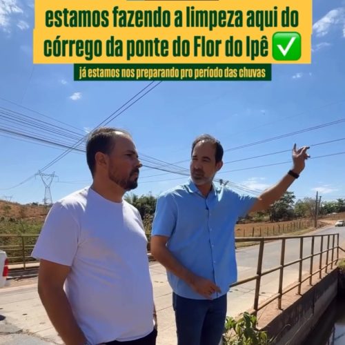 Fernando Pellozo acompanha limpeza em margens de rio entre Jardim das Oliveiras e Residencial Flor do Ipê