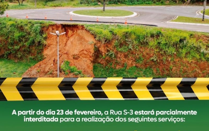 Rua S-3 será parcialmente interditada para obras de reparo estrutural e readequação viária